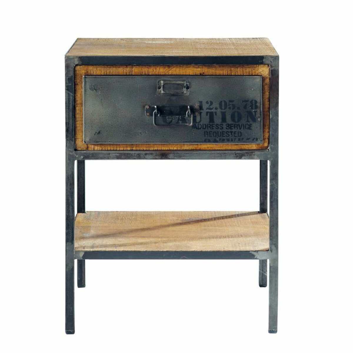 Table de chevet avec tiroir en métal noire L 45 cm Manufacture