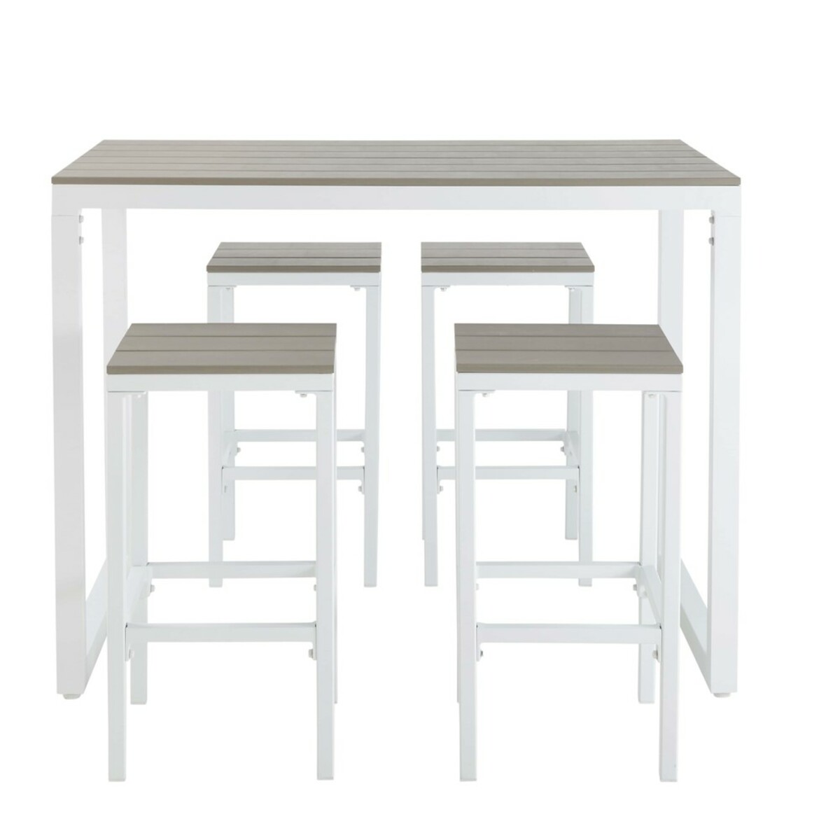 Table de jardin haute avec 4 tabourets en aluminium L128 Escale