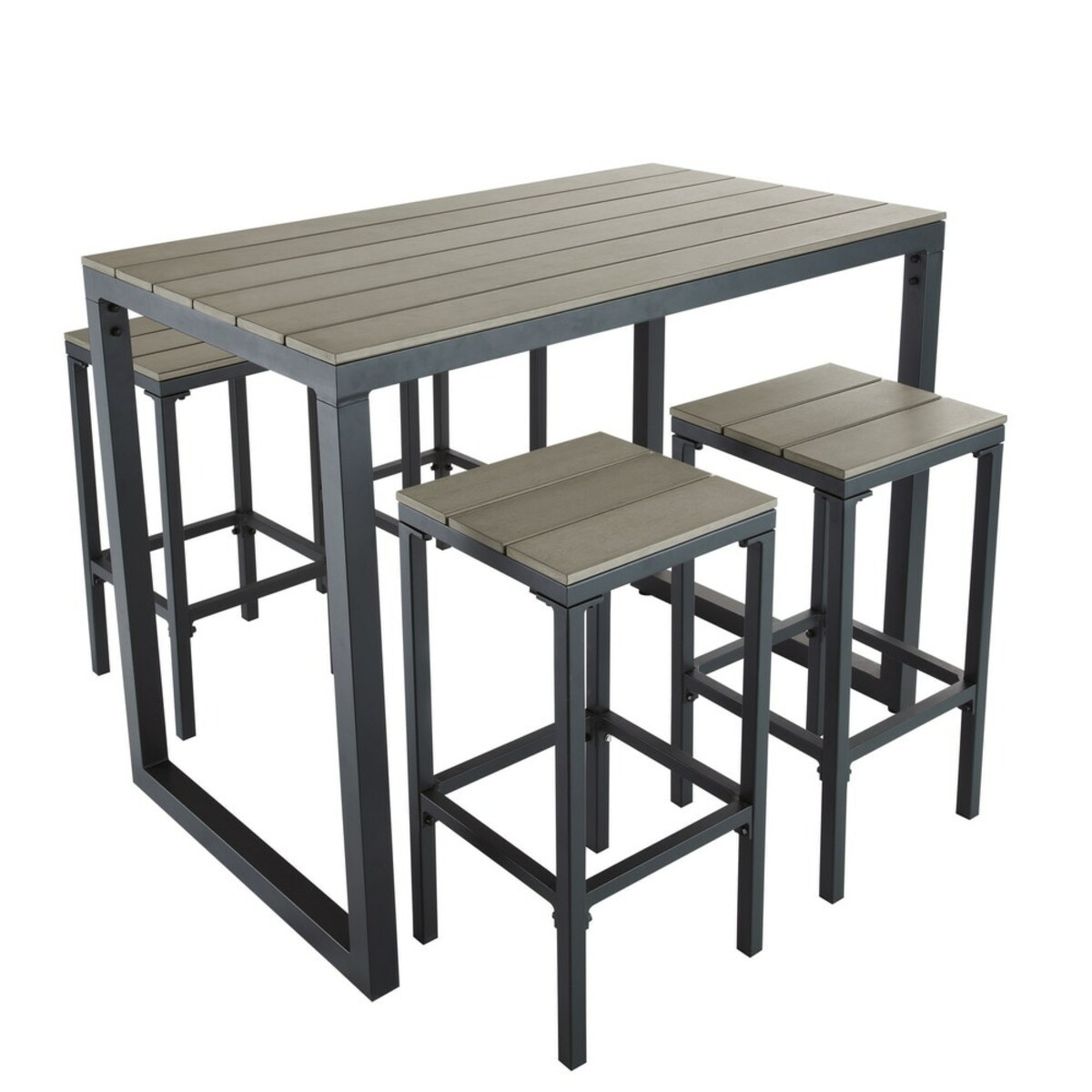 Table de jardin haute avec 4 tabourets L128 Escale