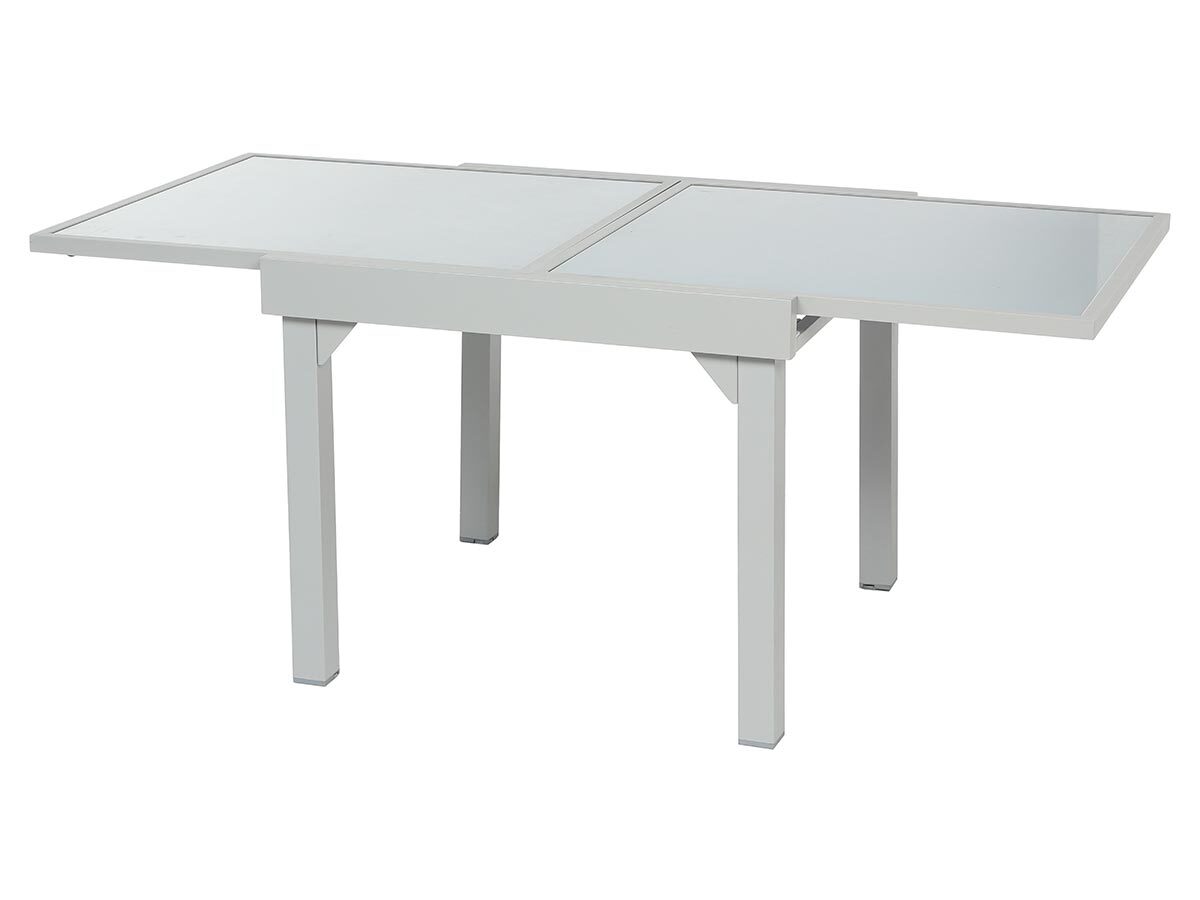 Table extensible carrée en verre Piazza 4/8 places Gris mat