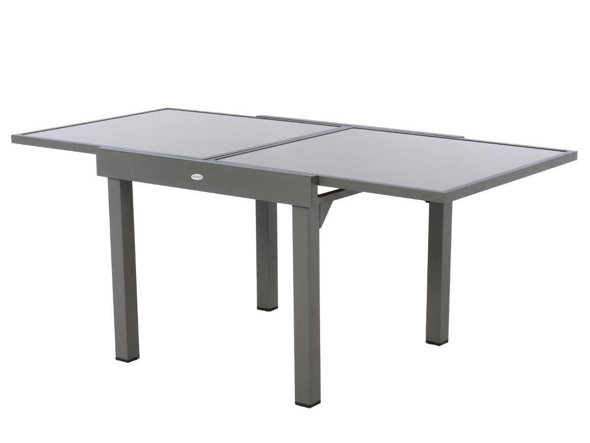 Table extensible carrée en verre Piazza 4/8 places Taupe