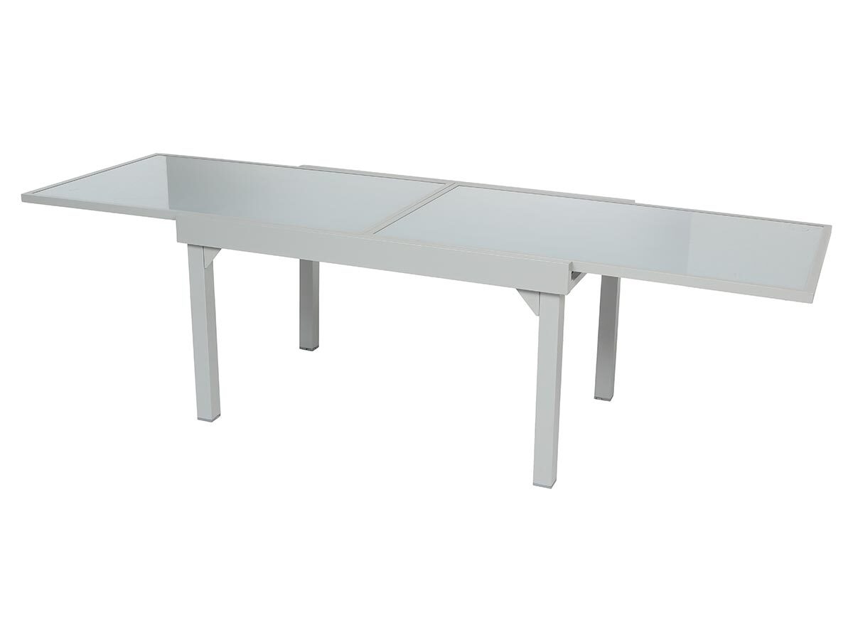 Table extensible rectangulaire en verre Piazza 6/10 places Gris mat - Hespéride
