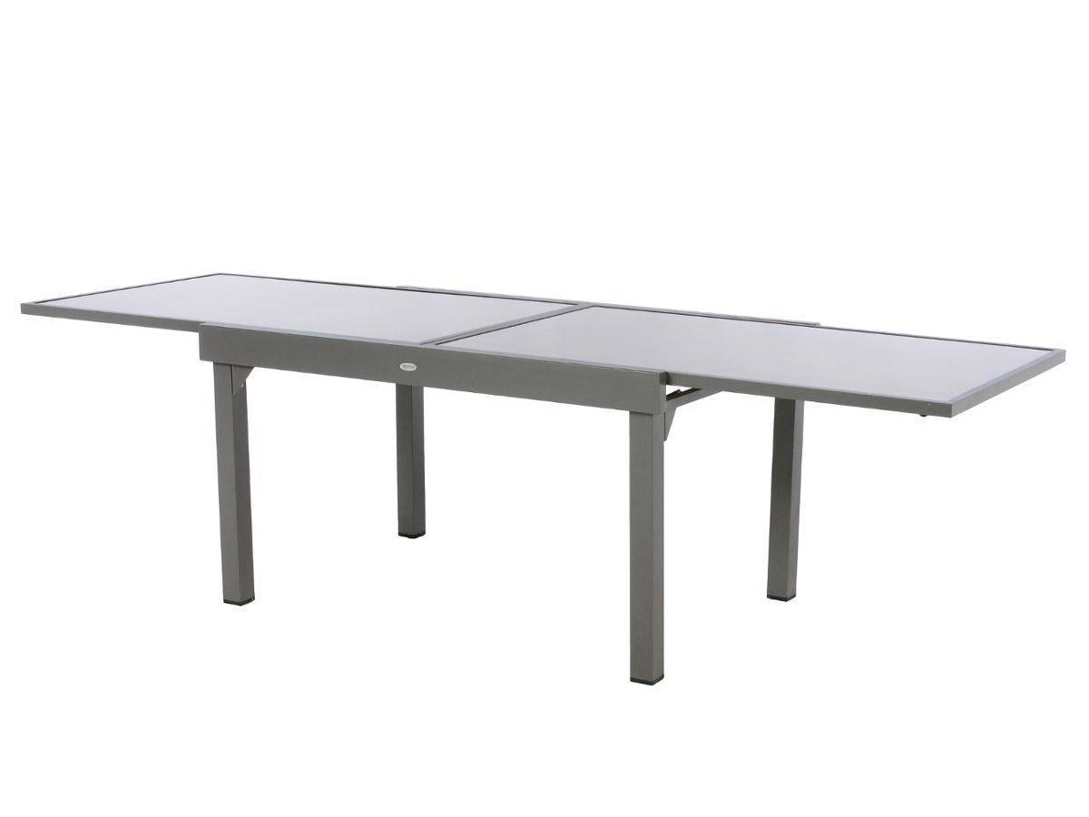 Table extensible rectangulaire en verre Piazza 6/10 places Taupe