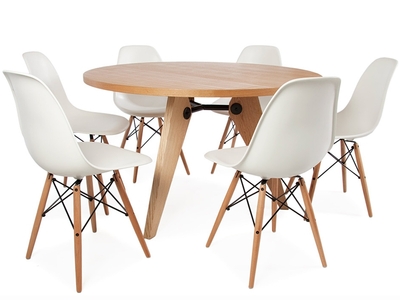 Table Prouvé ronde et 6 chaises