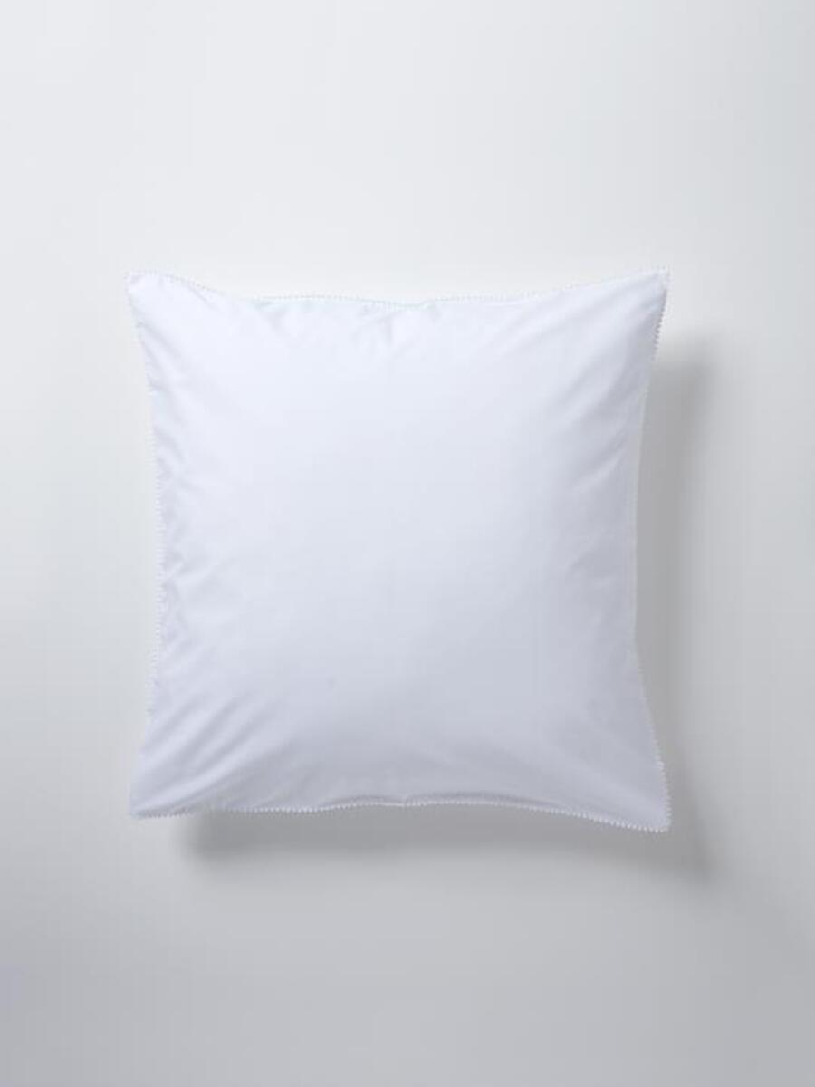 Taie d'oreiller percale de coton 'Poésie' blanc/galon blanc
