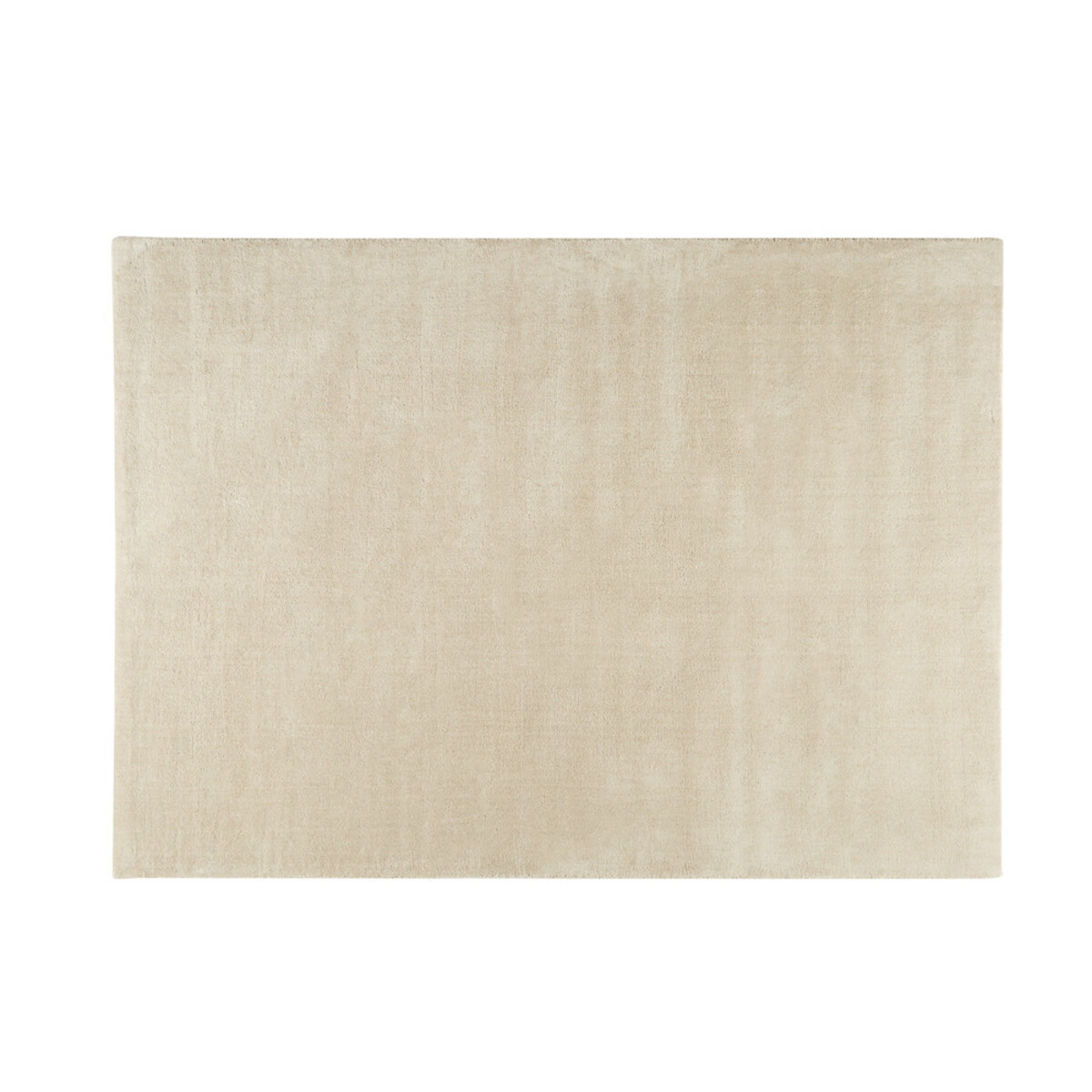 Tapis à poils courts en laine beige 140 x 200 cm