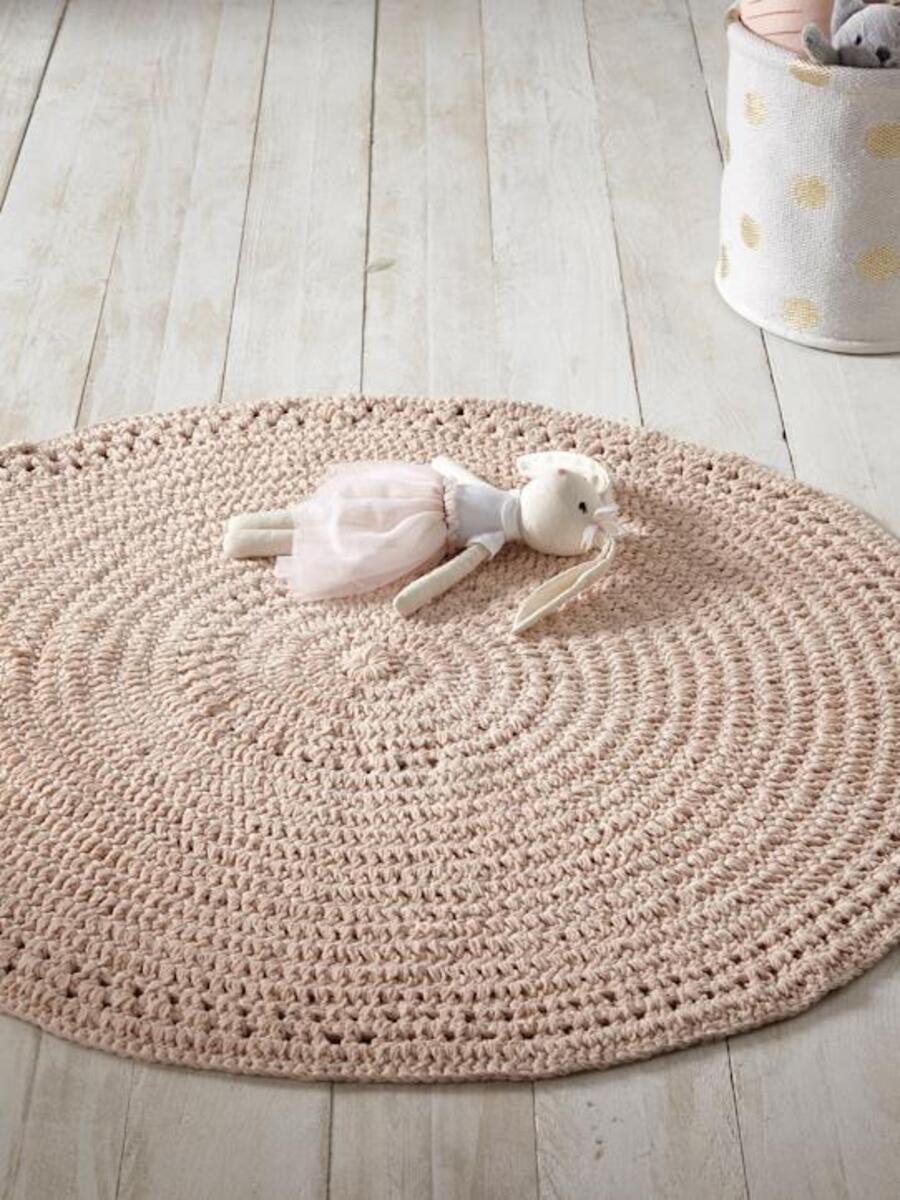 Tapis crochet rond nude rose