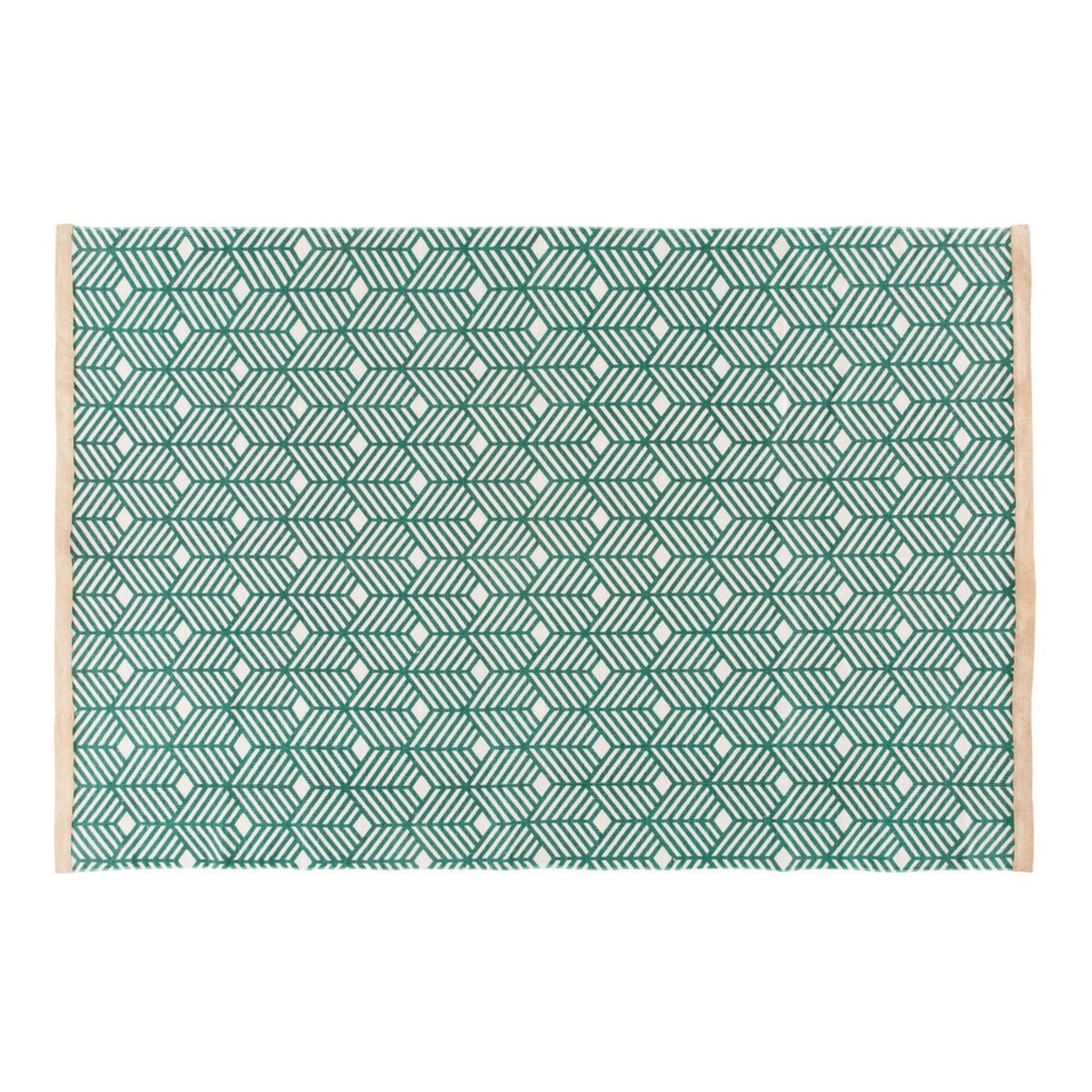 Tapis en coton vert motifs graphiques 160x230