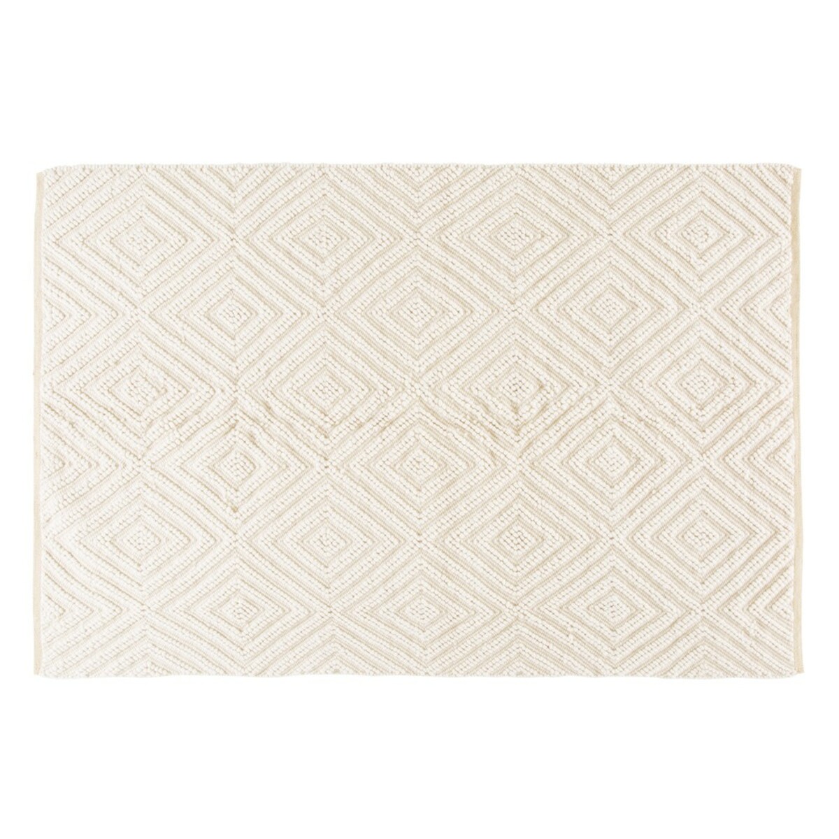 Tapis en laine et coton écru motifs graphiques 140x200