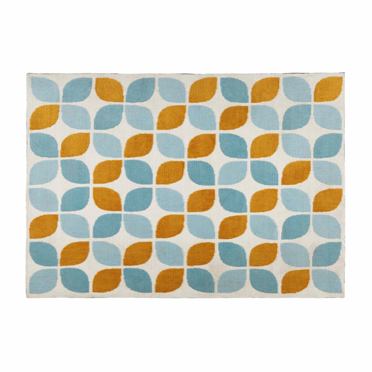 Tapis en tissu motifs orange et bleus 140x200cm SEVEN