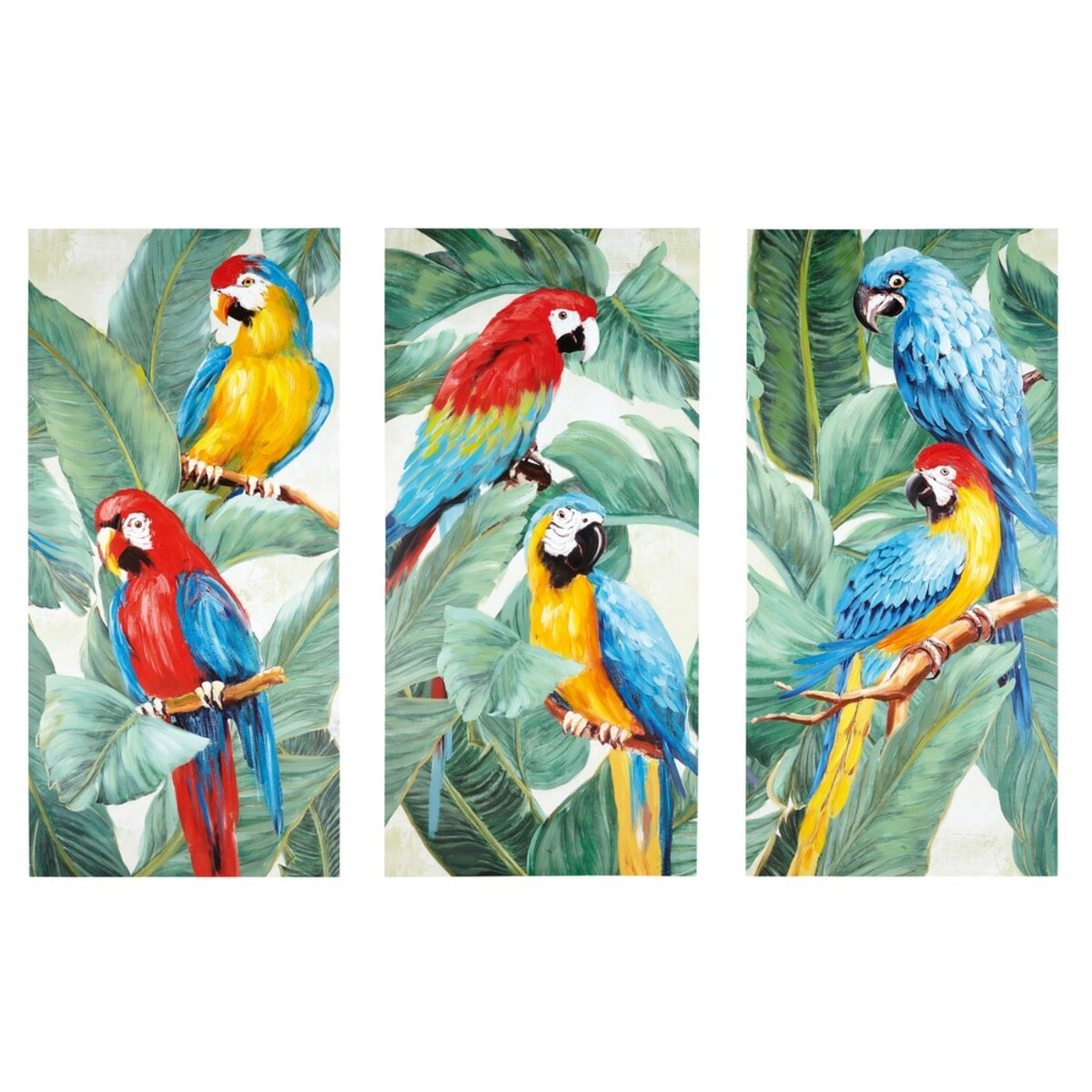 Triptyque toiles perroquets 270x190