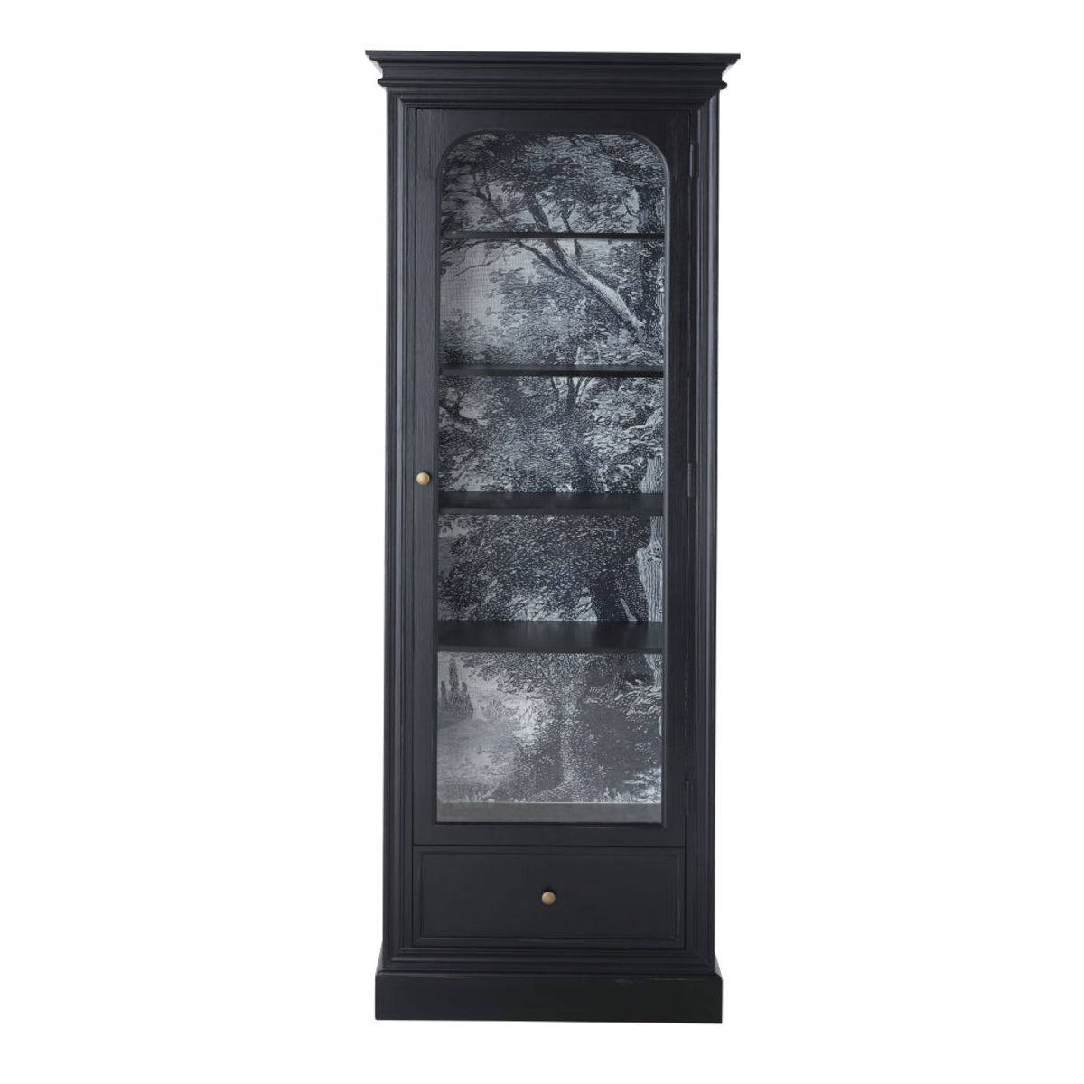 Vitrine 1 porte noire et verre trempé Cambronne