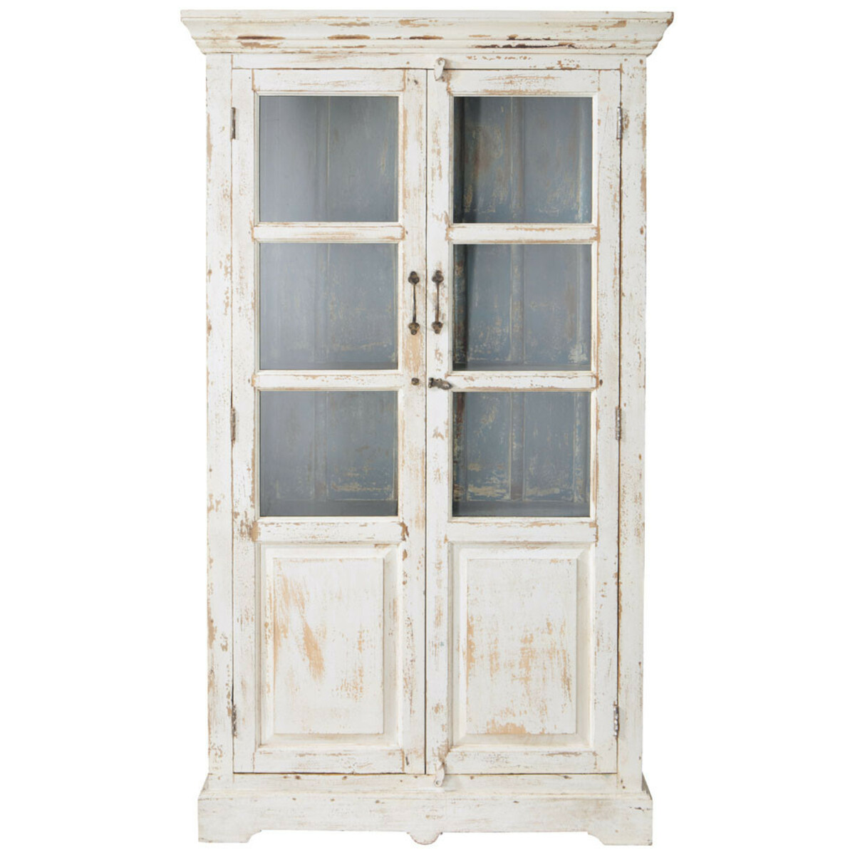 Vitrine en manguier blanche effet vieilli L 105 cm